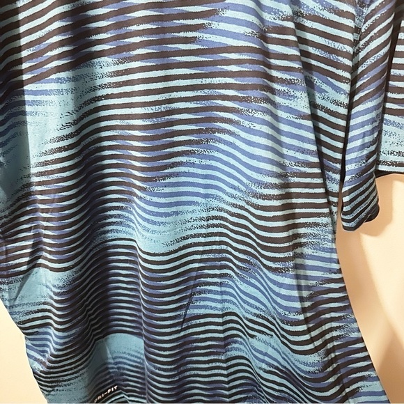 The Nike Tee Mens Dri Fit Blue Striped Short Sleeve Shirt Swoosh Size XXL - Picture 6 of 10
